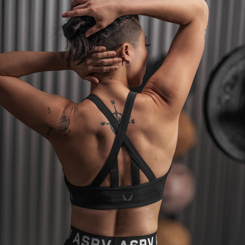 W039. LYCRA® Hybrid Sports Bra - Black