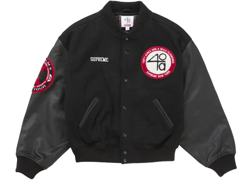Supreme 40 Acres Malcolm X Varsity Jacket Black