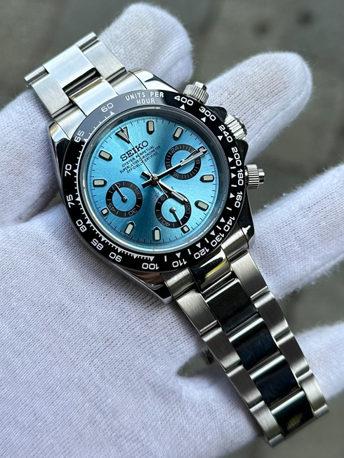 Seiko Mod Daytona | Platinum Ice Blue