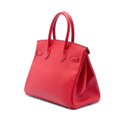 Birkin Handbag Red Epsom with Palladium Hardware 30