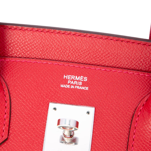 Birkin Handbag Red Epsom with Palladium Hardware 30