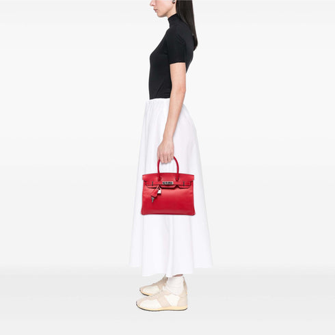 Birkin Handbag Red Epsom with Palladium Hardware 30