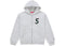 Supreme Devil S Logo Zip Up Hooded Sweatshirt Ash Grey