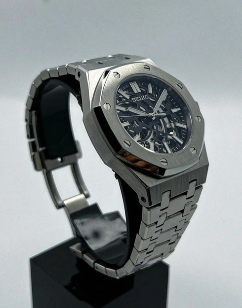 Seiko Mod Royal Oak Skeleton Black