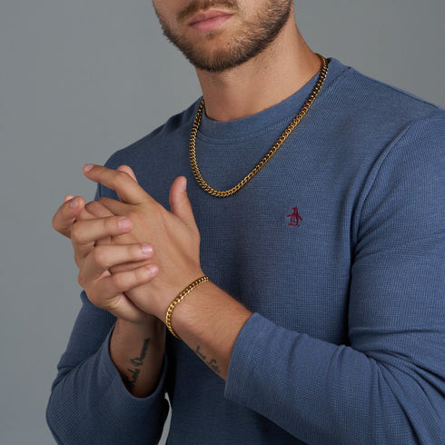 5mm Gold Cuban Link Chain + Bracelet Bundle