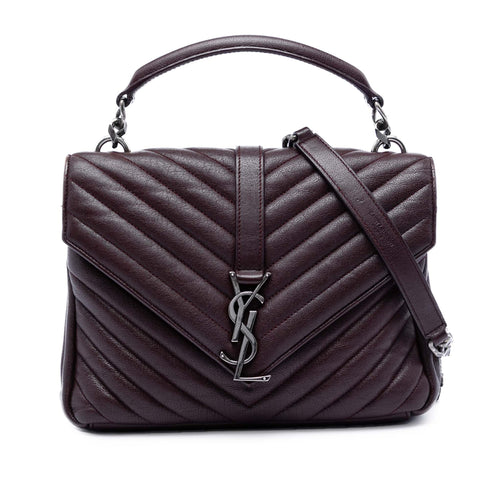 Classic Monogram College Bag Matelasse Chevron Leather Medium