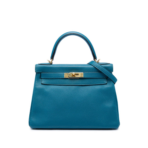 Kelly Handbag Blue Togo with Gold Hardware 28