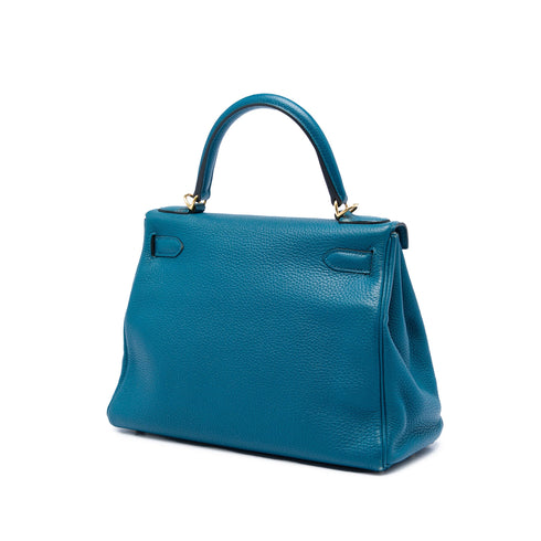 Kelly Handbag Blue Togo with Gold Hardware 28