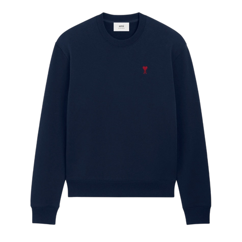 Sweatshirt Bleu Marine Ami de Coeur Rouge en Coton
