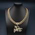 NO LOVE Letter Pendant + Cuban Chain