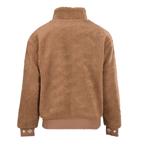 Louis Vuitton Leather Patch Stand-Collar Fleece Jacket