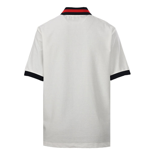GUCCI Red and Green Web Embroidered Polo Shirt
