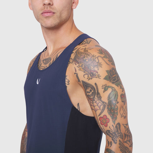 0949. Laser-Vent™ Singlet Tank - Navy/Black