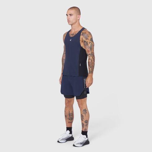 0949. Laser-Vent™ Singlet Tank - Navy/Black