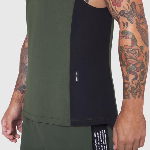 0949. Laser-Vent™ Singlet Tank - Olive/Black