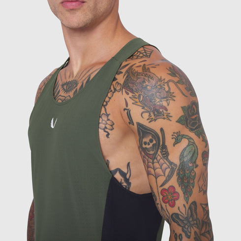 0949. Laser-Vent™ Singlet Tank - Olive/Black