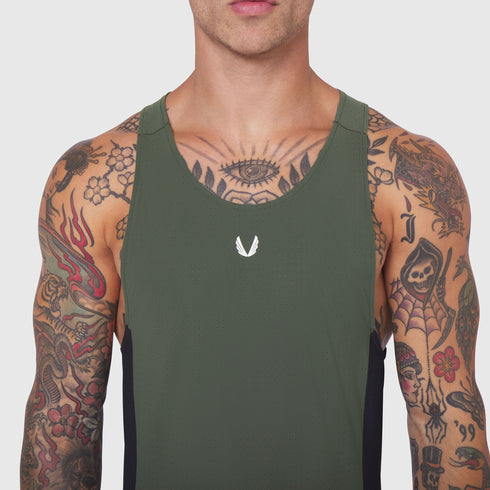 0949. Laser-Vent™ Singlet Tank - Olive/Black