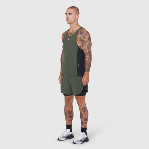 0949. Laser-Vent™ Singlet Tank - Olive/Black