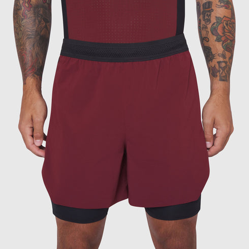0953. Aerotex™ Hybrid Liner Short - Crimson/Black