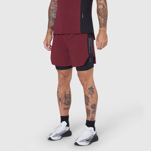 0953. Aerotex™ Hybrid Liner Short - Crimson/Black