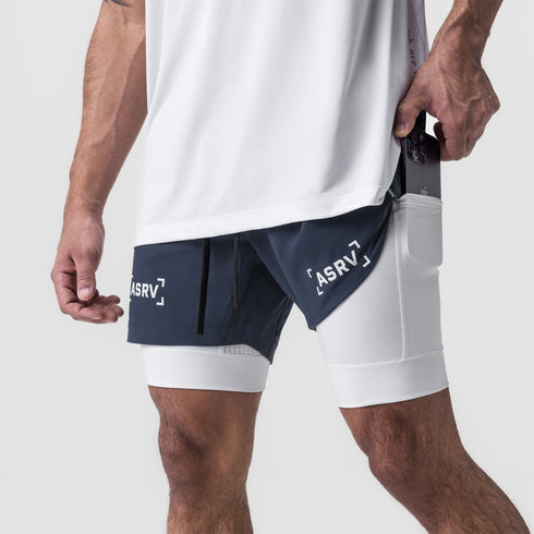 0865. Tetra-Lite® 5" Liner Short - Navy "Bracket"/White