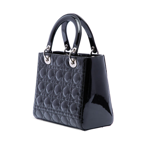 Lady Dior Bag Cannage Quilt Patent Medium
