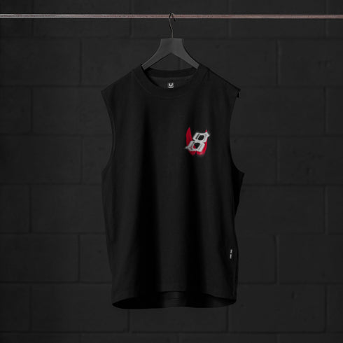 0807. Tech Essential™ Relaxed Cutoff - Black "Infinite Mindset"