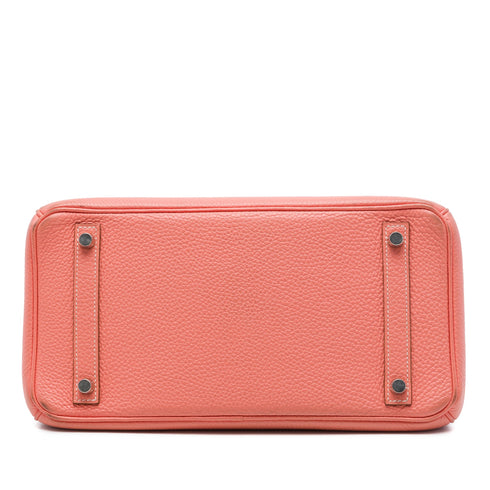 Birkin Handbag Pink Clemence with Palladium Hardware 30