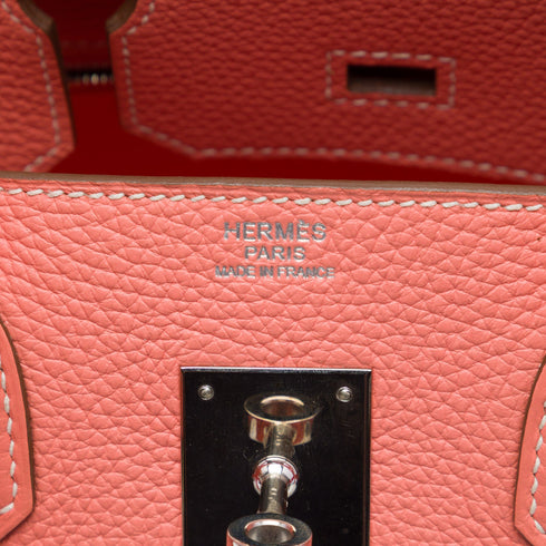 Birkin Handbag Pink Clemence with Palladium Hardware 30