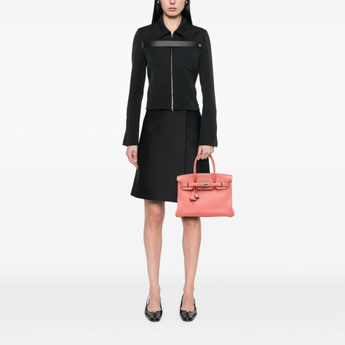 Birkin Handbag Pink Clemence with Palladium Hardware 30