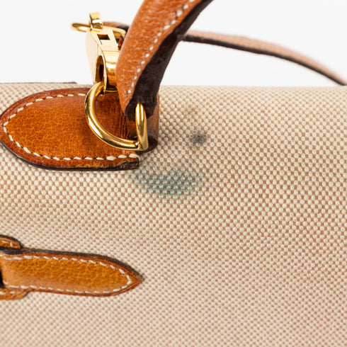 Kelly Handbag Toile and and Brown Courchevel with Gold Hardware 32