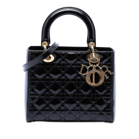 Lady Dior Bag Cannage Quilt Patent Medium