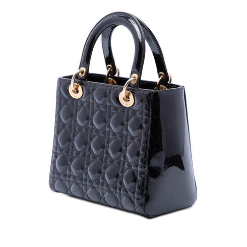 Lady Dior Bag Cannage Quilt Patent Medium