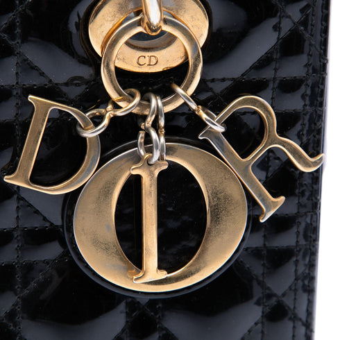 Lady Dior Bag Cannage Quilt Patent Medium
