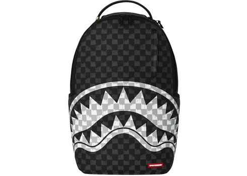 Sprayground Black And White Drip Check Shark Backpack Multicolor