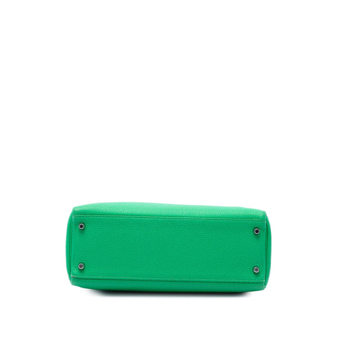 Kelly Handbag Green Togo with Palladium Hardware 32