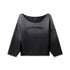 W049. Raw Hem Oversized Crewneck - Black Sun Fade