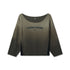 W049. Raw Hem Oversized Crewneck - Olive Sun Fade