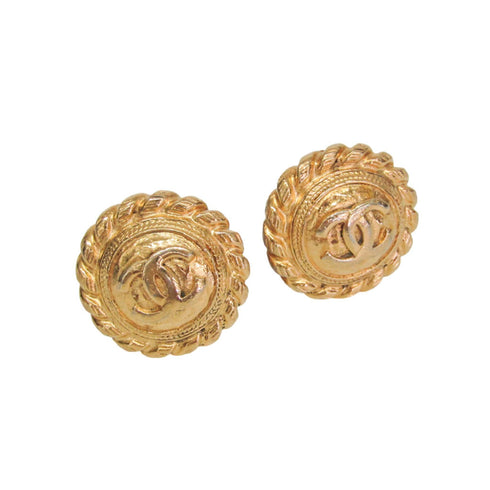 CC Logo Clip-On Earrings Metal Gold-Tone Metal