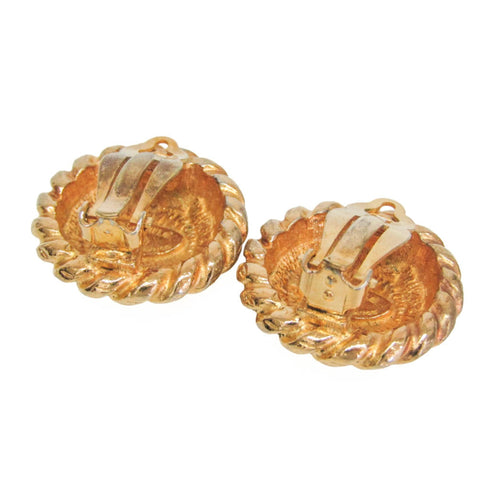 CC Logo Clip-On Earrings Metal Gold-Tone Metal
