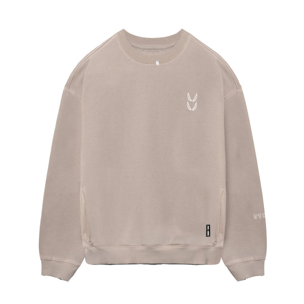 0861. Tech Essential™ Distressed Crewneck - Faded Chai