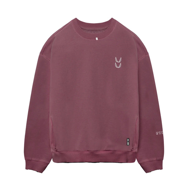 0861. Tech Essential™ Distressed Crewneck - Faded Crimson