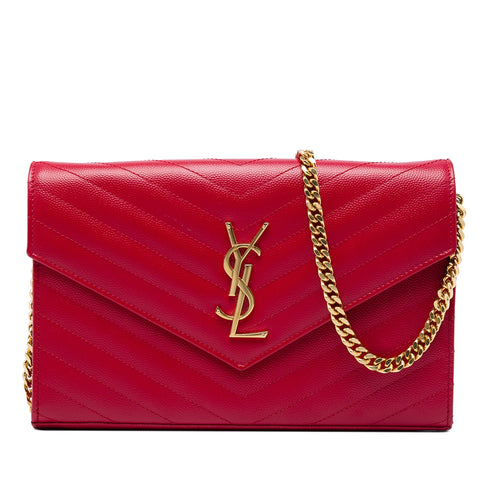Classic Monogram Wallet on Chain Matelasse Chevron Leather Medium