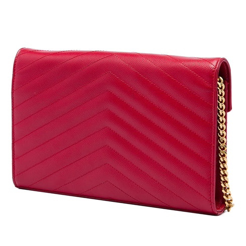 Classic Monogram Wallet on Chain Matelasse Chevron Leather Medium
