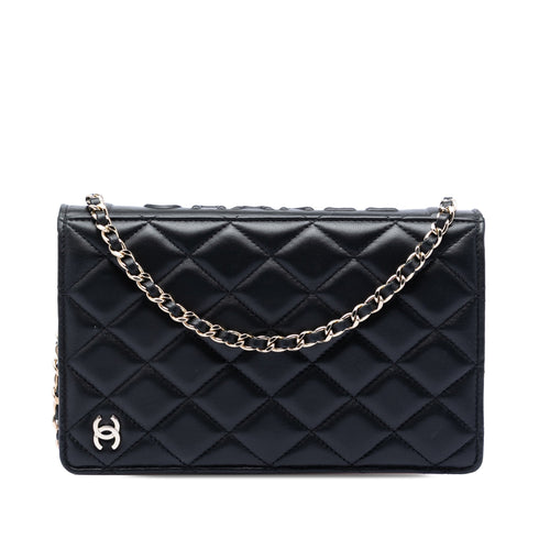 Book Wallet on Chain Quilted Lambskin