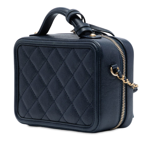 Filigree Vanity Case Quilted Caviar Small
