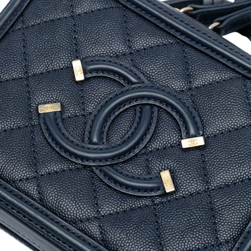 Filigree Vanity Case Quilted Caviar Small