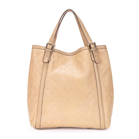 Britt Web Convertible Satchel Guccissima Leather Large