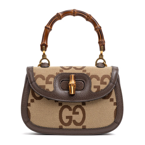 Bamboo 1947 Top Handle Bag Jumbo GG Canvas Small