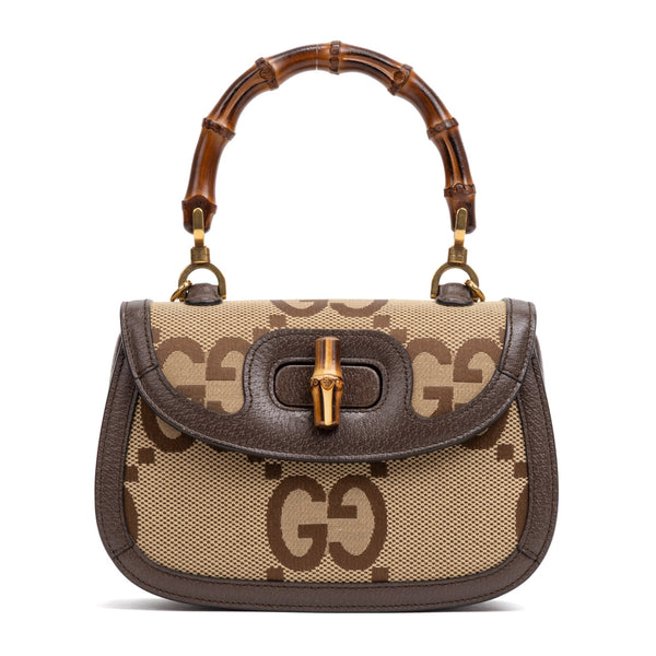 Bamboo 1947 Top Handle Bag Jumbo GG Canvas Small